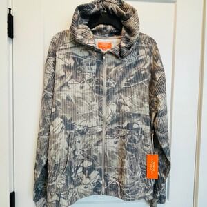 Negative Space Camouflage Full Zip Waffle Knit Hoodie Mens Medium NWT